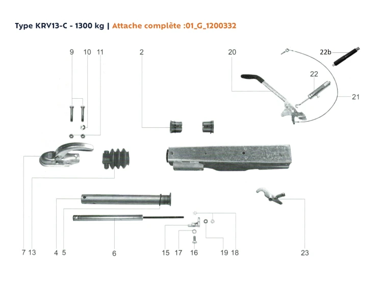 Attache à inertie mono poutre | Type KRV13-C - 1300 kg