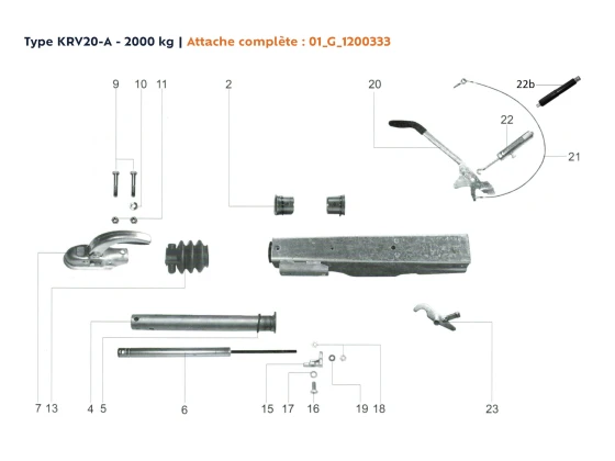 image de Attache à inertie mono poutre | Type KRV20-A - 2000 kg
