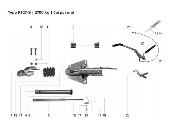 image de Attache à inertie semelle en V | Type KF27-B 2700 kg | Corps rond