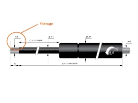 Cage à rotule acier Ø13 avec rotule M8 | 92262