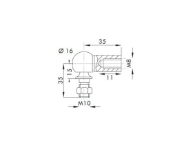 Cage à rotule acier Ø16 avec rotule M8-M10