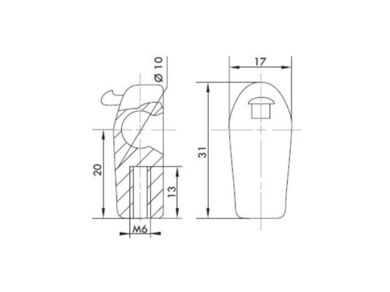 image de Cage à rotule plastique Ø 10 M6 | 92722