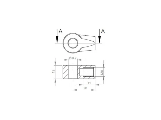 image de Chape à oeil Zamack 8/12 M8 Pour chapes filetées tige Ø 10/14