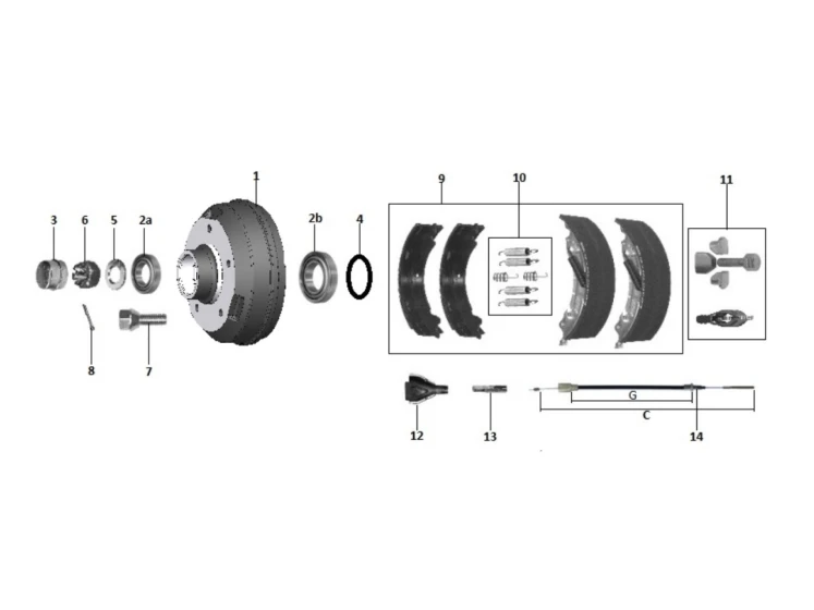 Kit moyeu essieu freiné | Type 16-1365 (160x35) | R56 | Rlt conique