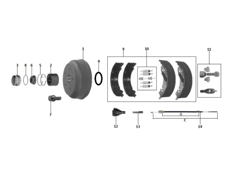 Kit moyeu essieu freiné | Type 20-2425/1 200x50 | R47 | Rlt cartouche 39x72ep37