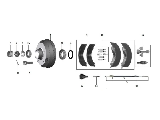 image de Kit moyeu essieu freiné | Type 20-2425/1 (200x50) | R47 | Rlt conique | Avant 1993