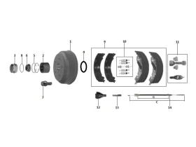 Kit moyeu essieu freiné | Type 25-2025 250x40 | R40 | Rlt cartouche 39x72ep37