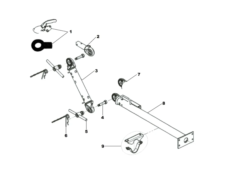 Timon réglable non freiné | Type KHV 5 - 500 kg